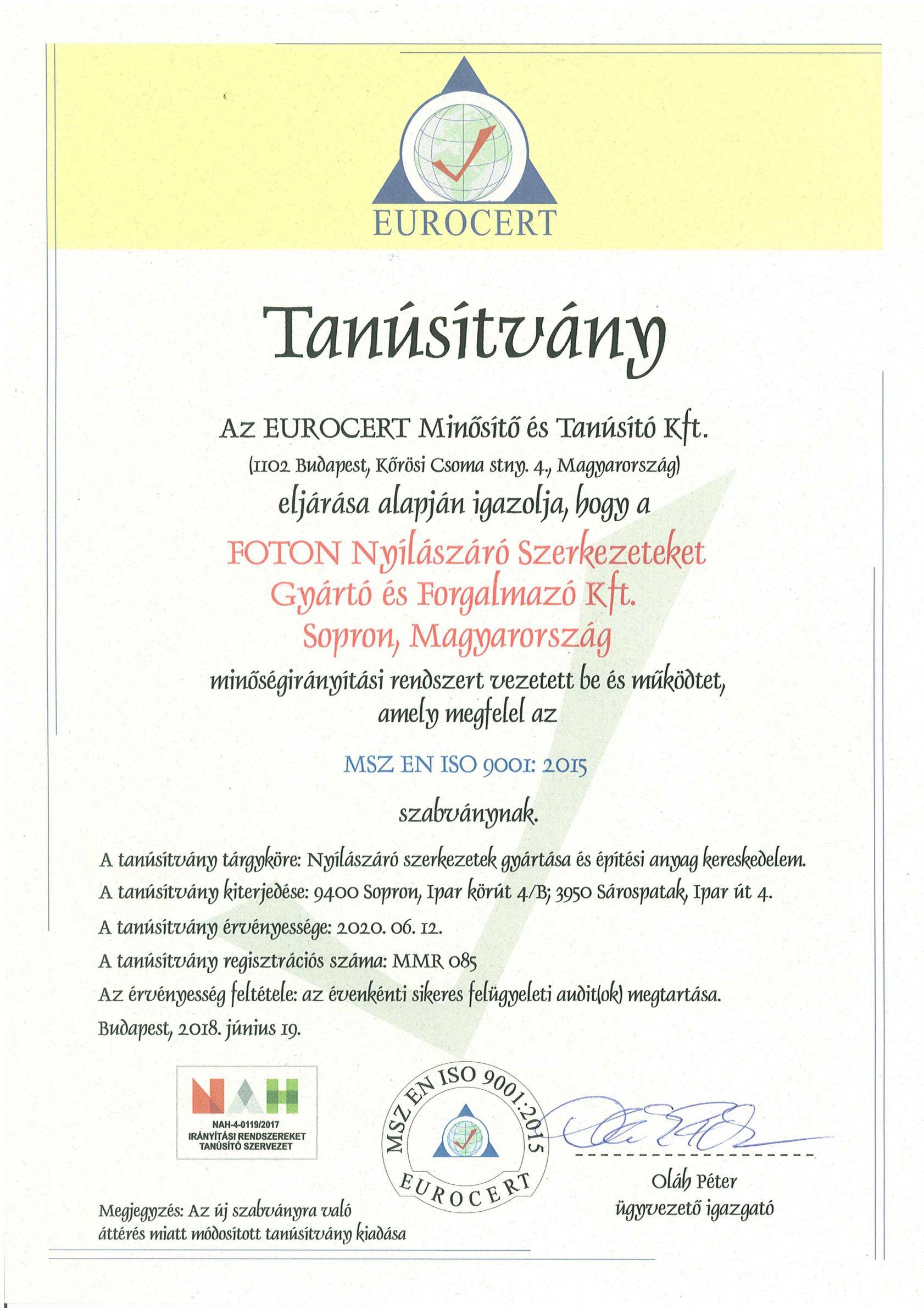 MSZ EN ISO 9001:2009